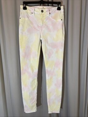 Dakota Collective Women’s Pastel Tie-Dye Skinny Jeans - Pink & Yellow